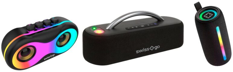 swiss+go Magic Party Altavoz Bluetooth Portátil Karaoke con 2 Micrófonos •  swiss+go