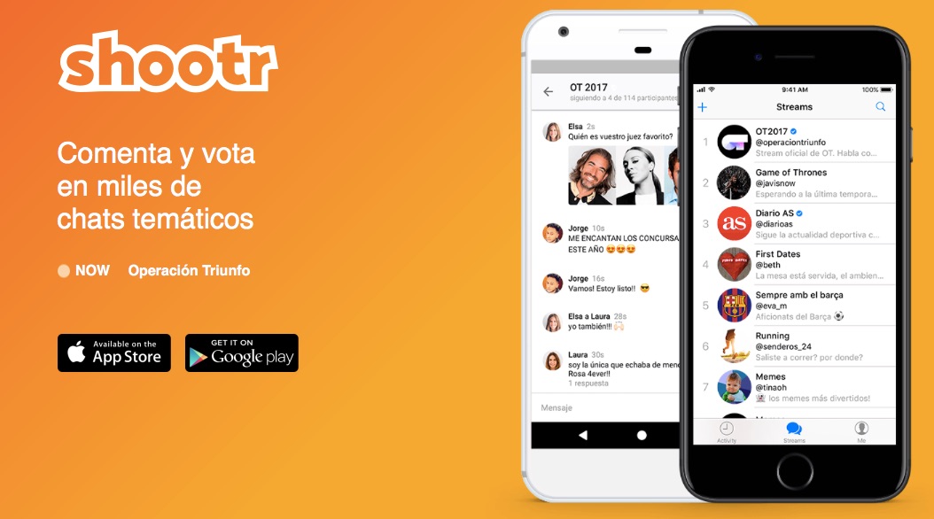 La app Shootr ofrece un chat en tiempo real para los fans de Operación Triunfo La app Shootr ofrece un chat en tiempo real para los fans de Operación Triunfo